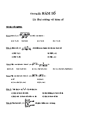 Toán học 10 - Chương II Hàm số